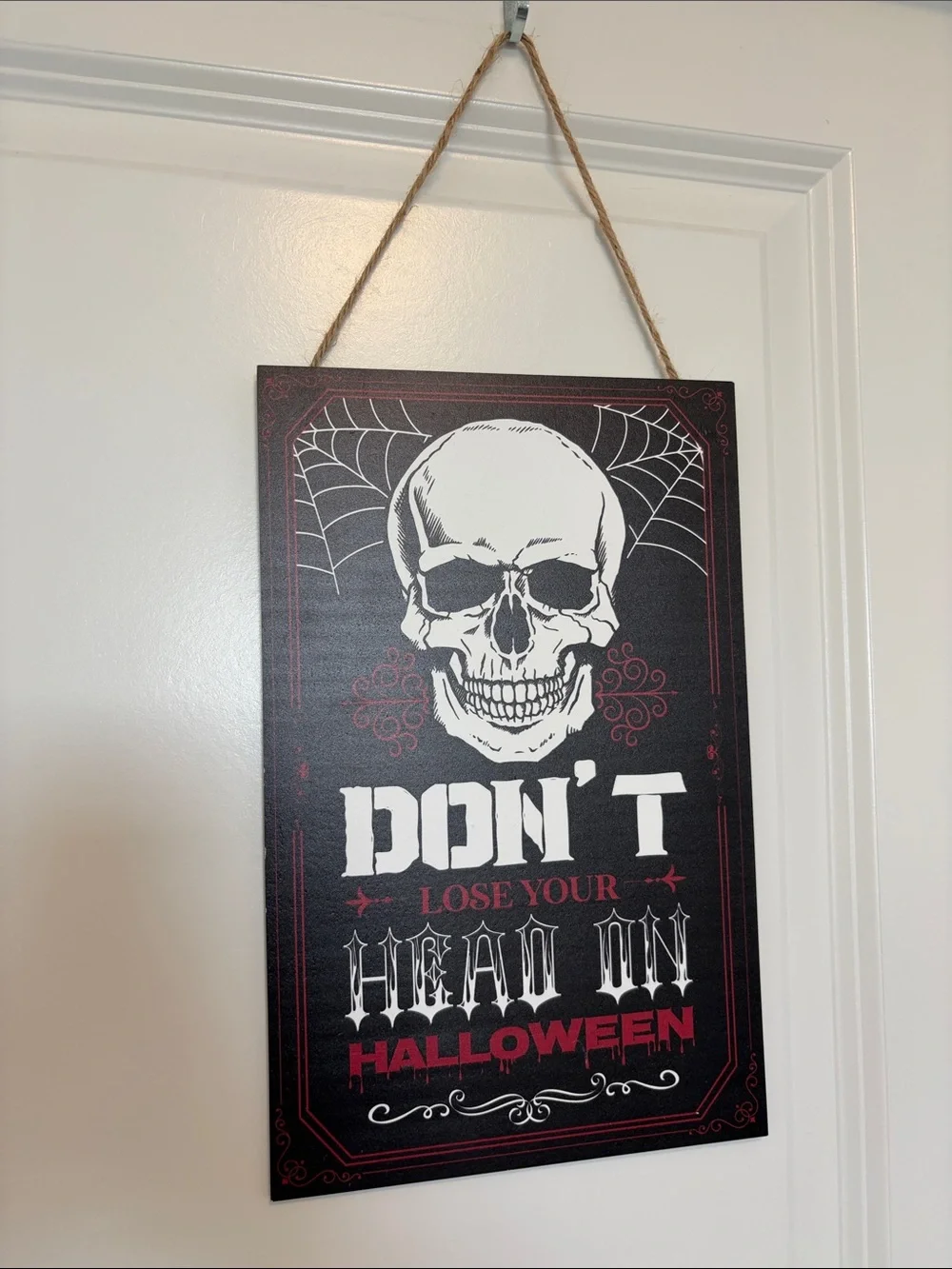 Halloween Skull Wall Plaque - Black and White